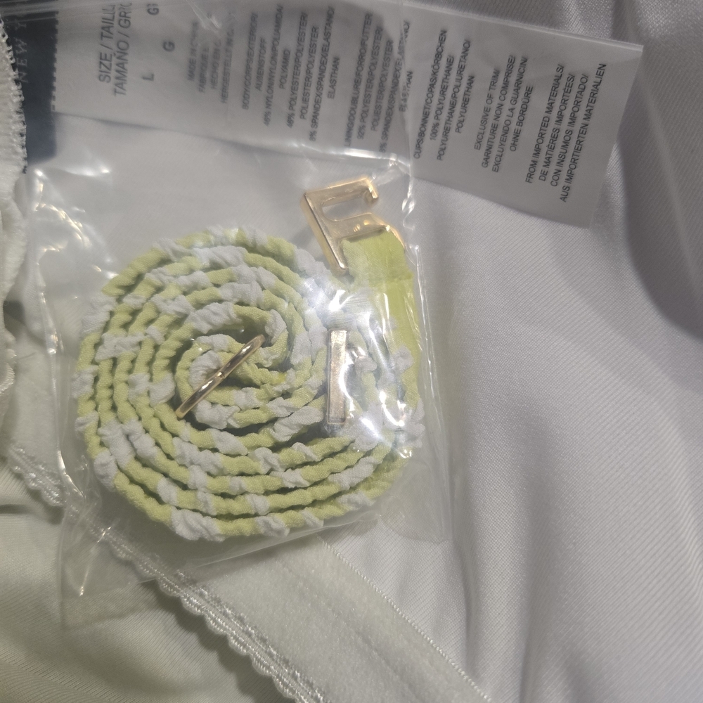 kate spade White and Lime Green Yellow One Piece Swimsuit Gingham Plaid - Picture 9 of 9
